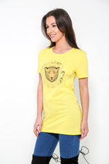 Camiseta de estampado de tigre dorado