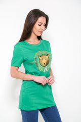 Camiseta de estampado de tigre dorado