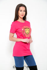 Camiseta de estampado de tigre dorado