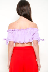 Ruched Bardot Crop Top