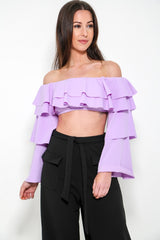 Extreme Layered Frill Bardot Crop Top