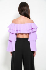 Extreme Layered Frill Bardot Crop Top