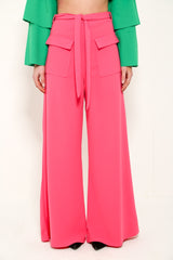 Wide Leg Tie Waist Pocket Trousers