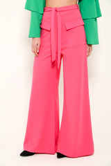 Wide Leg Tie Waist Pocket Trousers