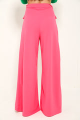 Wide Leg Tie Waist Pocket Trousers