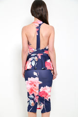 Schneiden Sie das MIDI -Kleid von Blumendruck aus