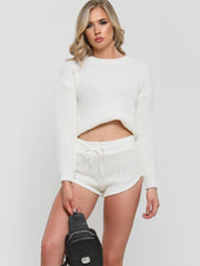 Waffle Knit Jumper & Shorts Lounge Co-ord