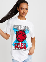 Obey The Rules Graphic Printed T-Shirt