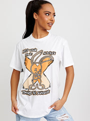 Camiseta impresa gráfica de conejito