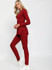 Ribbed Side Split Top & Trouser Co-ord