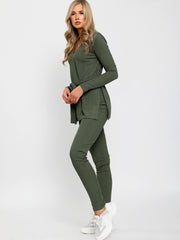 Ribbed Side Split Top & Trouser Co-ord
