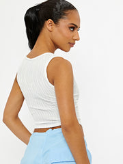Asymmetric Hem Textured Crop Top