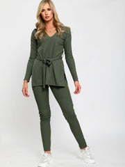 Ribbed Side Split Top & Trouser Co-ord