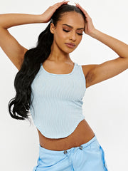 Asymmetric Hem Textured Crop Top