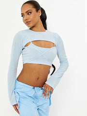 2 Piece Tie Knot Ribbed Crop Top