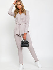 Ribbed Side Split Top & Trouser Co-ord