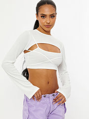 2 Piece Tie Knot Ribbed Crop Top