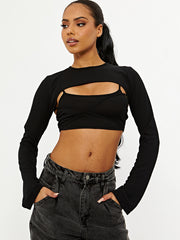 2 Piece Tie Knot Ribbed Crop Top