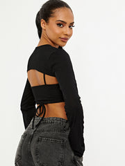 2 Piece Tie Knot Ribbed Crop Top