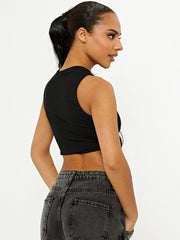 Racing Graphic Ribbed Vest Crop Top