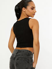 Asymmetric Hem Textured Crop Top