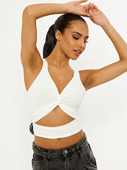 Twist Knot Cut Out Strappy Crop Top