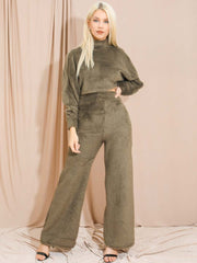 Teddy Crop Top & Hosen-Co-ordte