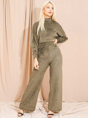 Teddy Crop Top & Hosen-Co-ordte