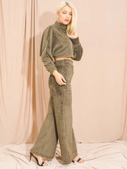 Teddy Crop Top & Hosen-Co-ordte