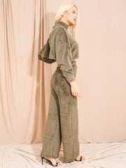 Teddy Crop Top & Hosen-Co-ordte