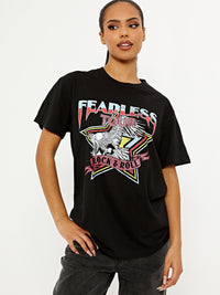 Fearless Tour Graphic Printed T-Shirt - Black