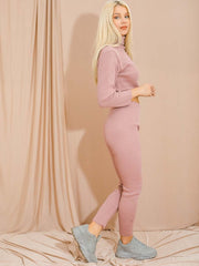 Coordina acanalada de punto de cuello enrollable