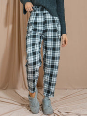 Checked Paper Bag Waist Trousers