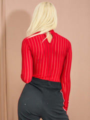 Hochhalter Streifen -Netzbodysuit