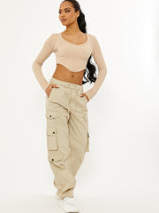 Wide Leg Combat Cargo Trousers