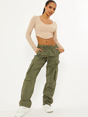 Wide Leg Combat Cargo Trousers