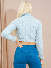 Ruffle Detail Cable Knit Crop Top