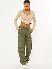 Wide Leg Combat Cargo Trousers