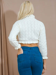 Ruffle Detail Cable Knit Crop Top