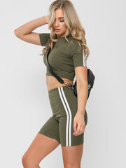 Side Stripe Crop Top & Shorts Co-ord