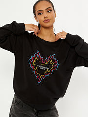 The Lounge Club Embroidered Oversized Sweatshirt Jumper
