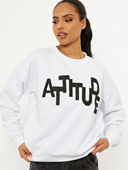 Haltung gestickt übergroße Sweatshirt -Jumper