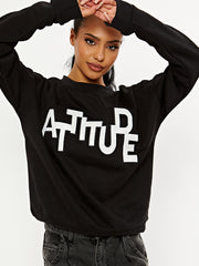 Haltung gestickt übergroße Sweatshirt -Jumper