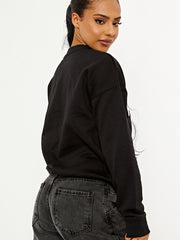 Haltung gestickt übergroße Sweatshirt -Jumper