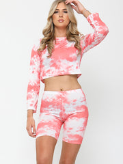 Tie-Dye Crop Top & Cycling Shorts Co-ord