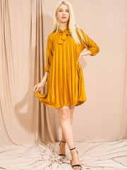 Satin Tie Knot Pleated Dress