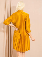 Satin Tie Knot Pleated Dress