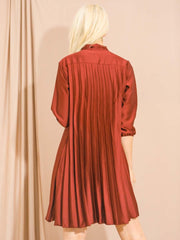 Satin Tie Knot Pleated Dress