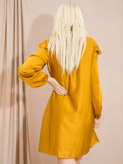 Satin Tie Knot Shirred Frill Dress