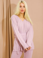 Top e inferior de punto de punto acanalado